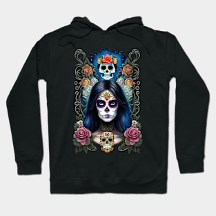 Sugar Skull Art - Colorful Skull Makeup Hoodie